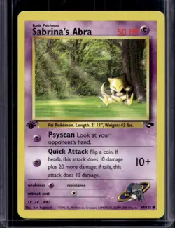 2000 Pokemon Gym Challenge 1st Edition Sabrina's Abra #94/132 - Image 1