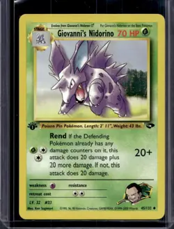 2000 Pokemon Gym Challenge 1st Edition Giovanni's Nidorino #45/132 - Image 1