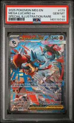 2025 POKEMON MEG EN-MEGA EVOLUTION #179 MEGA LUCARIO EX PSA 10 - Image 1