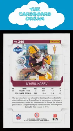N'Keal Harry 2019 Score #349 RC Rookie Arizona State Sun Devils - Image 2