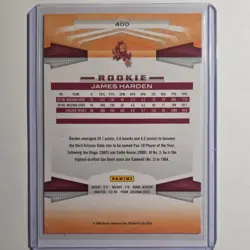 Panini Rookie James Harden Arizona State Sun Devils 2009-10 Basketball Card #400 - Image 2