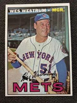 1967 TOPPS #593 WES WESTRUM NEW YORK METS MGR. HIGH # SP NM/MT BEAUTIFUL HIGH - Image 1