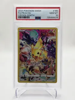2023 POKEMON SWORD AND SHIELD CROWN ZENITH 160 FULL ART/PIKACHU PSA 10 - Image 1