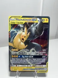 Pokemon Pikachu & Zekrom GX TCG Sun & Moon Holo Ultra Rare Card 33/181 Nm/M - Image 1