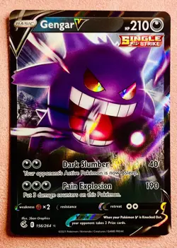 Gengar V 156/264 | SWSH Fusion Strike | 2021 Pokemon TCG Card | NM - Image 1