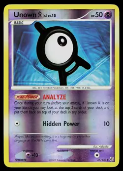 Pokemon Card - Unown [A] Diamond and Pearl 65/130 Uncommon Reverse Holo - Image 1