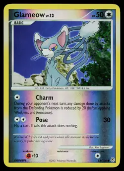 Pokemon Card - Glameow Diamond and Pearl 83/130 Common Reverse Holo - Image 1