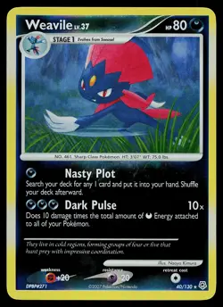 Pokemon Card - Weavile Diamond and Pearl 40/130 Rare Reverse Holo - Image 1