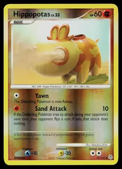 Pokemon Card - Hippopotas Diamond and Pearl 51/130 Uncommon Reverse Holo - Image 1