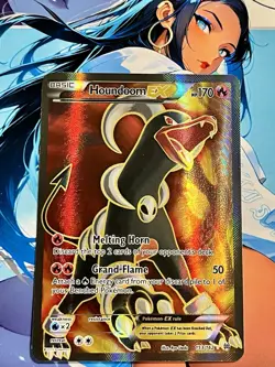 Pokemon TCG Houndoom EX Full Art Holo Ultra Rare Card 153/162 XY Breakthrough - Image 1