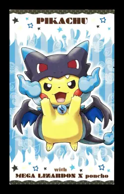 [MP] Mega Charizard X Poncho Pikachu Japanese Business Card Pokemon Center - Image 1