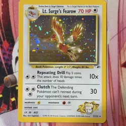 2 Lt. Surge's Fearow 7/132 Vintage Pokemon Card Gym Heroes HOLO - LP - Image 2
