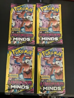 Pokemon TCG 4 Packs Unified Minds 3 Card Art Set New Factory Sealed 🔥📈 - Image 1
