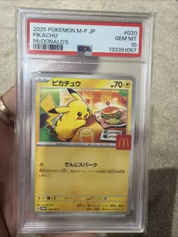 PSA 10 Pikachu McDonald’s Happy Set Promo 020/M-P 2025 Pokemon Card JP GEM MINT - Image 1