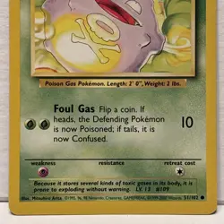 Base Set Koffing 51/102 Pokemon Card 1999 WOTC Unlimited Vintage NM Near Mint - Image 3