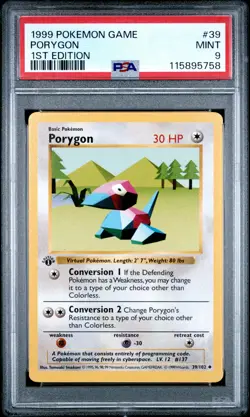 1999 POKEMON BASE SET 1ST EDITION #39 PORYGON PSA 9 - Image 1