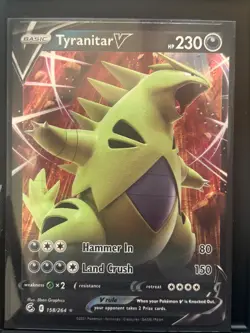 NM Tyranitar V 158/264 Holo V Rare Fusion Strike Pokemon - Image 1
