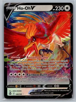 Ho-Oh V 140/195 Holo V Rare Silver Tempest Pokemon Near Mint - Image 1
