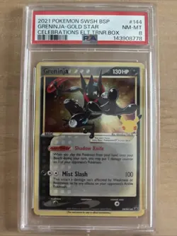 Pokemon TCG Greninja Celebrations Gold Star Promo SWSH144 PSA 8 - Image 1