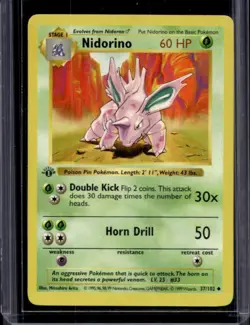 1999 Pokemon 1st Edition Nidorino #37/102 - Image 1
