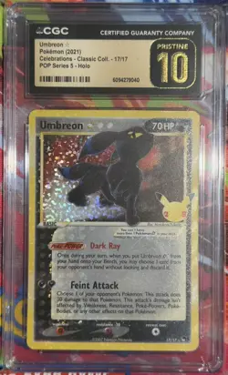 Pokemon Umbreon Gold Star Celebrations Classic Coll POP 5 #17 CGC 10 Pristine - Image 1