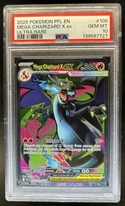 2025 Pokemon Phantasmal Flames Mega Charizard X ex Ultra Rare #109/094 PSA 10 - Image 1