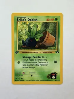 1st edition Erika's Oddish 70/132 Common Gym Challenge Pokemon - Image 1
