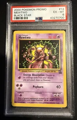 Pokemon TCG 2000 Mewtwo Black Star Promo Regular PSA 6 #14 Wizards of the Coast - Image 1