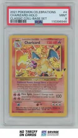 2021 Pokemon Celebrations Classic Coll. Base Set Holo Charizard PSA 9 #4/102 - Image 1