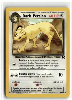 2000 Pokemon - Team Rocket Dark Persian #42/82 - Image 1