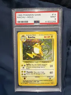 Raichu Pokemon 1999 #14 Near Mint Holo Base Set Unlimited PSA 9 - Image 1