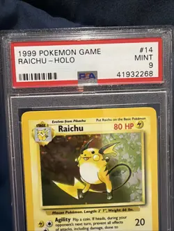 Raichu Pokemon 1999 #14 Near Mint Holo Base Set Unlimited PSA 9 - Image 2