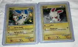 Pokemon TCG Minum & Plusle Cracked Ice Holo Promo HGSS17 & HGSS16 LP - Image 1