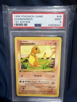 Pokemon 1999 Charmander 46/102 1st Edition Base Set PSA 9 - Image 1