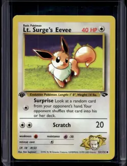 2000 Pokemon Gym Challenge 1st Edition Lt. Surge's Eevee #51/132 - Image 1