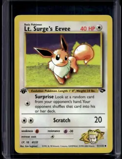 2000 Pokemon Gym Challenge 1st Edition Lt. Surge's Eevee #51/132 - Image 1