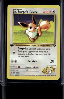 2000 Pokemon Gym Challenge 1st Edition Lt. Surge's Eevee #51/132 - Image 1