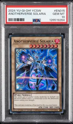2024 YU-GI-OH! YCSW-CHAMP SER #EN015 ANOTHERVERSE SOLARIA PSA 10 - Image 1