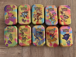 Pokemon TCG 151 x 10 Mini Tins Empty Complete Set with Art Cards, Coins And Box 820650803857 - Image 1