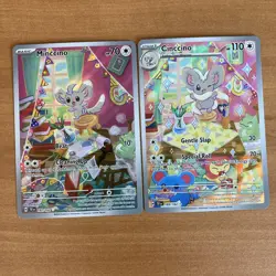 Temporal Forces Minccino 182 & Cinccino 183 Full art Holo Pokemon Card NM Set - Image 1