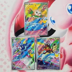 Rowlett 043 + Litten 044 + Popplio 045 - First Partner Pokemon Cards #L498 - Image 1