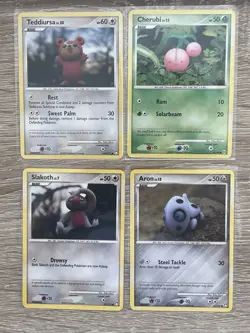 Lot Of 4 Vintage Pokemon TCG Yuka Morii Cards EX Era - Slakoth, Cherubi, Aron - Image 1