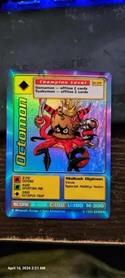 ST-37S Octomon Digimon Card Digi-Battle Starter Deck Holo Foil 1999 - Image 1