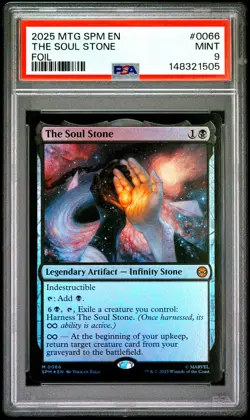 2025 MAGIC: THE GATHERING MARVEL'S SPIDER-MAN FOIL #0066 THE SOUL STONE PSA 9 - Image 1