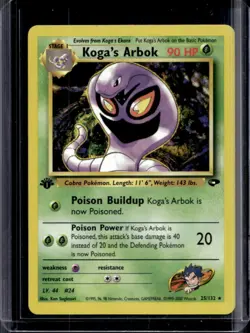 2000 Pokemon Gym Challenge 1st Edition Koga's Arbok #25/132 - Image 1