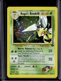 2000 Pokemon Gym Challenge Koga's Beedrill Holo #9/132 - Image 1