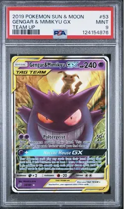 Pokemon Gengar & Mimikyu GX #53 Team Up Ultra Rare Holo PSA 9 English 2019 - Image 1