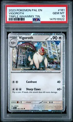 2023 POKEMON PAL EN-PALDEA EVOLVED TRIPLE WHAMMY TIN #161 VIGOROTH PSA 10 - Image 1