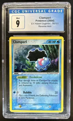 2004 Pokemon EX Hidden Legends Clamperl Reverse Holo #58/101 CGC 9 - Image 1