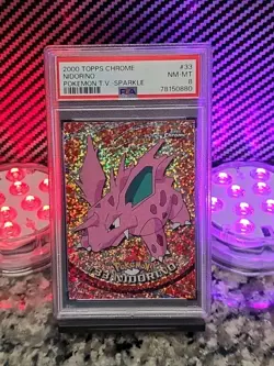 NIDORINO *SPARKLE* Topps Chrome Pokemon TV 2000 #33 PSA 8 NM-MT RARE POP 17 🔥🔥 - Image 4